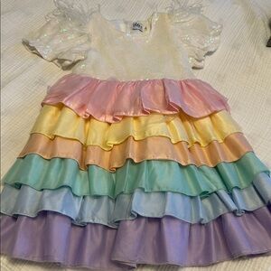 Lola + The Boys Rainbow Tiered Party Dress